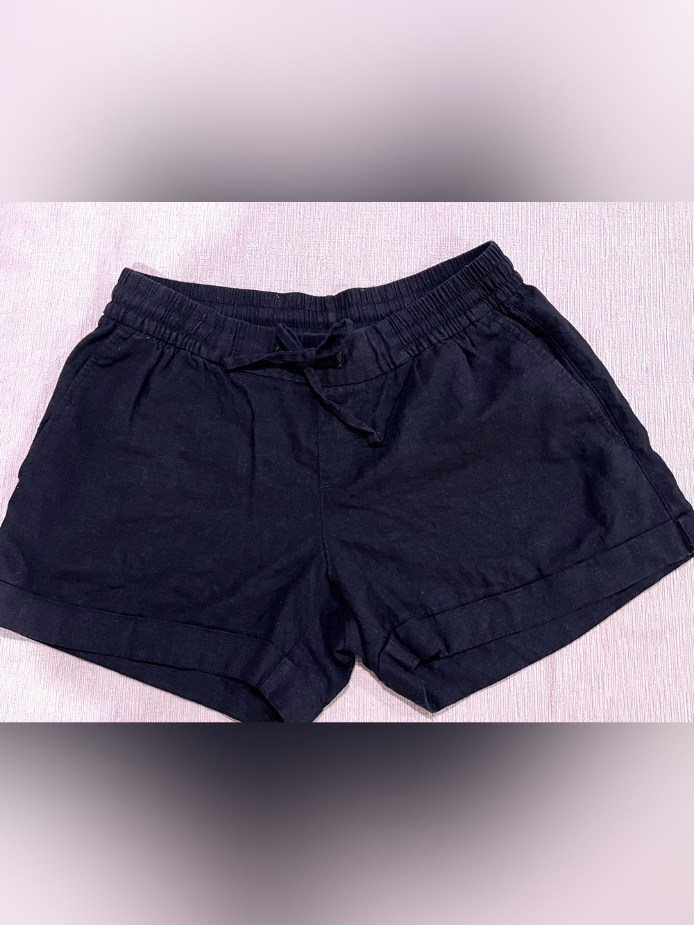 Old Navy Black Linen 3” Drawstring Shorts